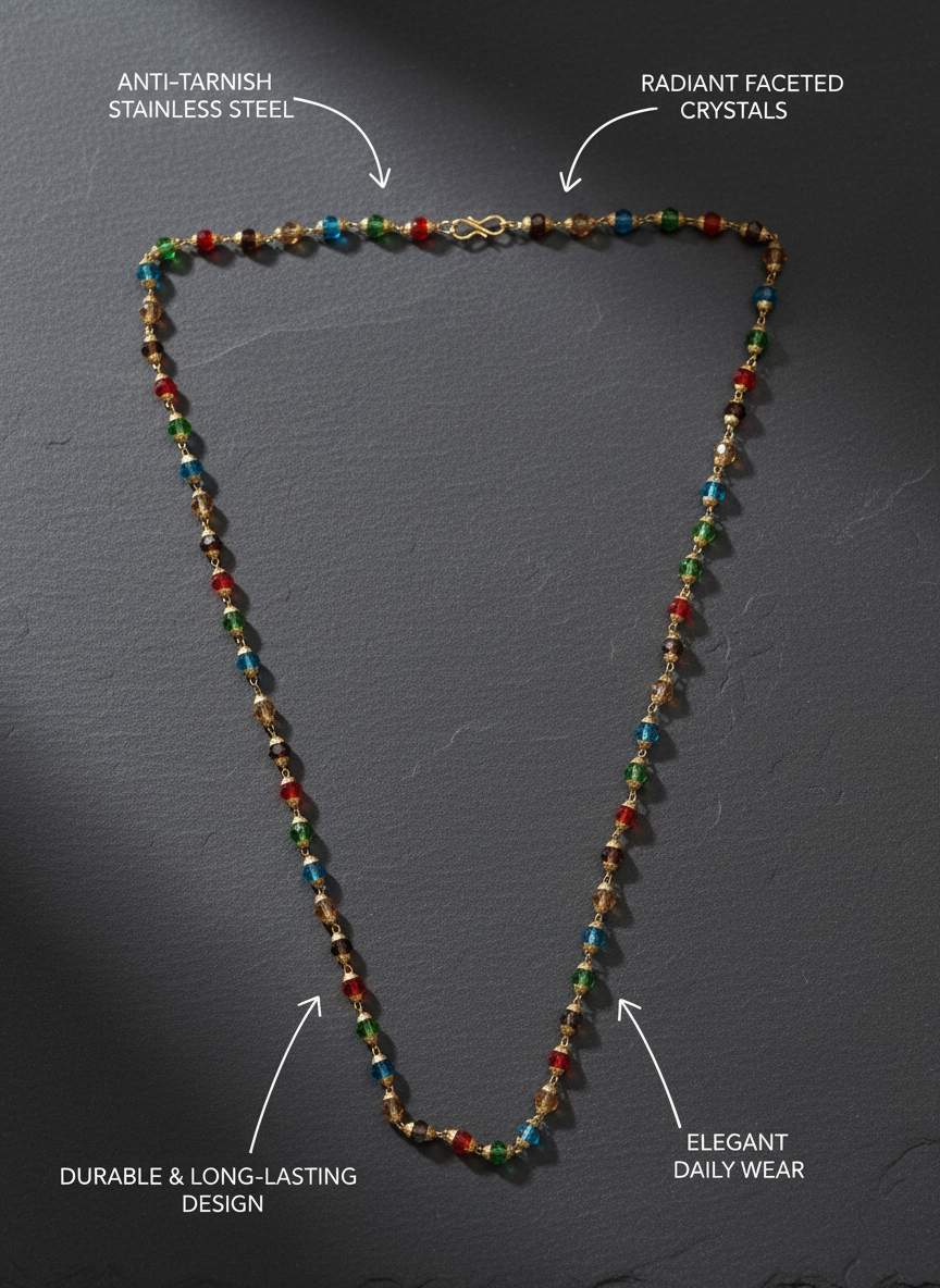 Traditional Multicolor Beaded Moti Mala Necklace for Women and Girls - MVDRNKGD182
