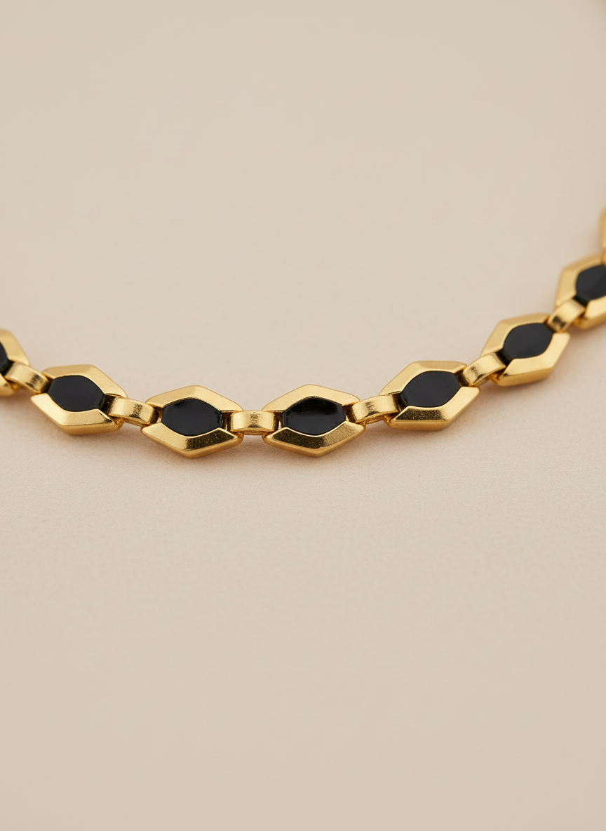 Gold Plated Black Bead Long Mala Chain Necklace for Men and Women - MVDRNKGD183