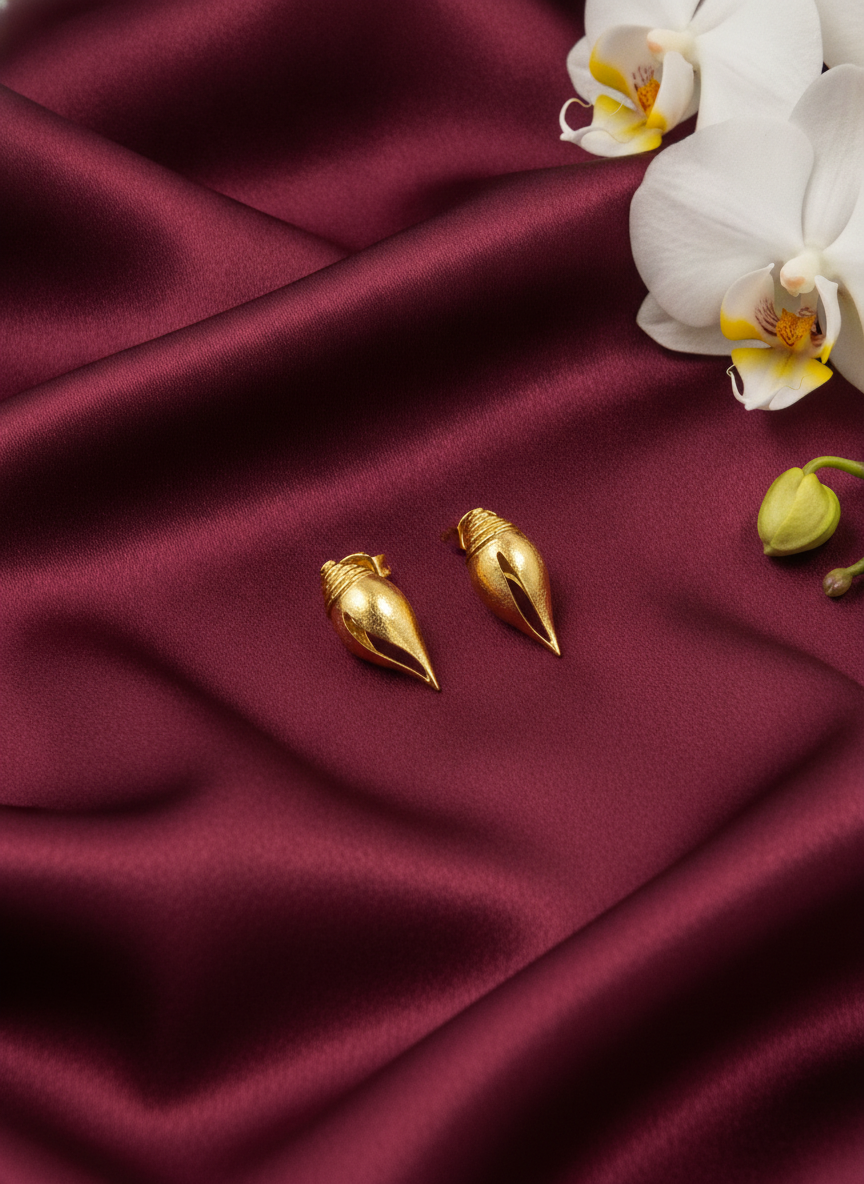 Gold Plated Conch Shell Stud Earrings for Women Contemporary Nature Design - MVJPERGD213