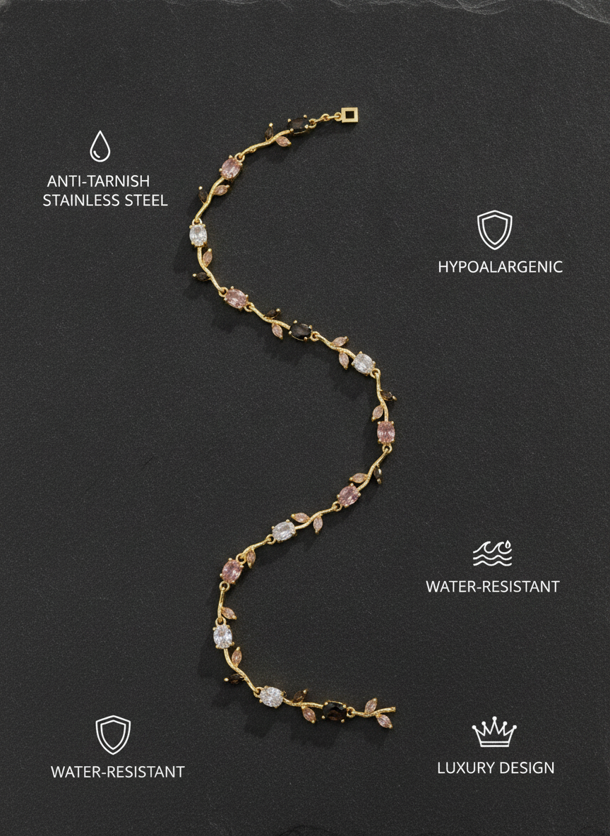 Women Gold Plated Multi Color Stone Floral Tulip Bracelet for Wedding - MVDRBRGD199