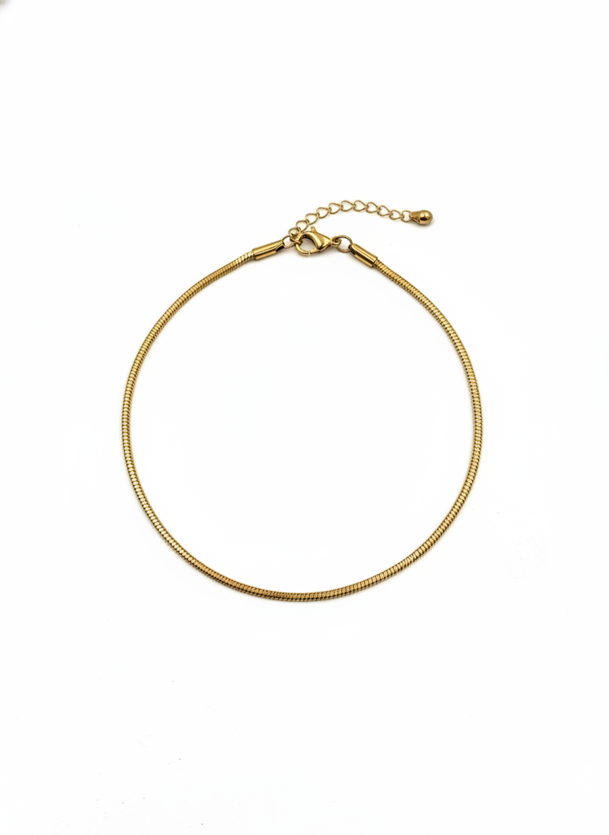 Women Gold Plated Sleek Snake Chain Minimalist Anklet Payal for Girls - MVKMAKGD195