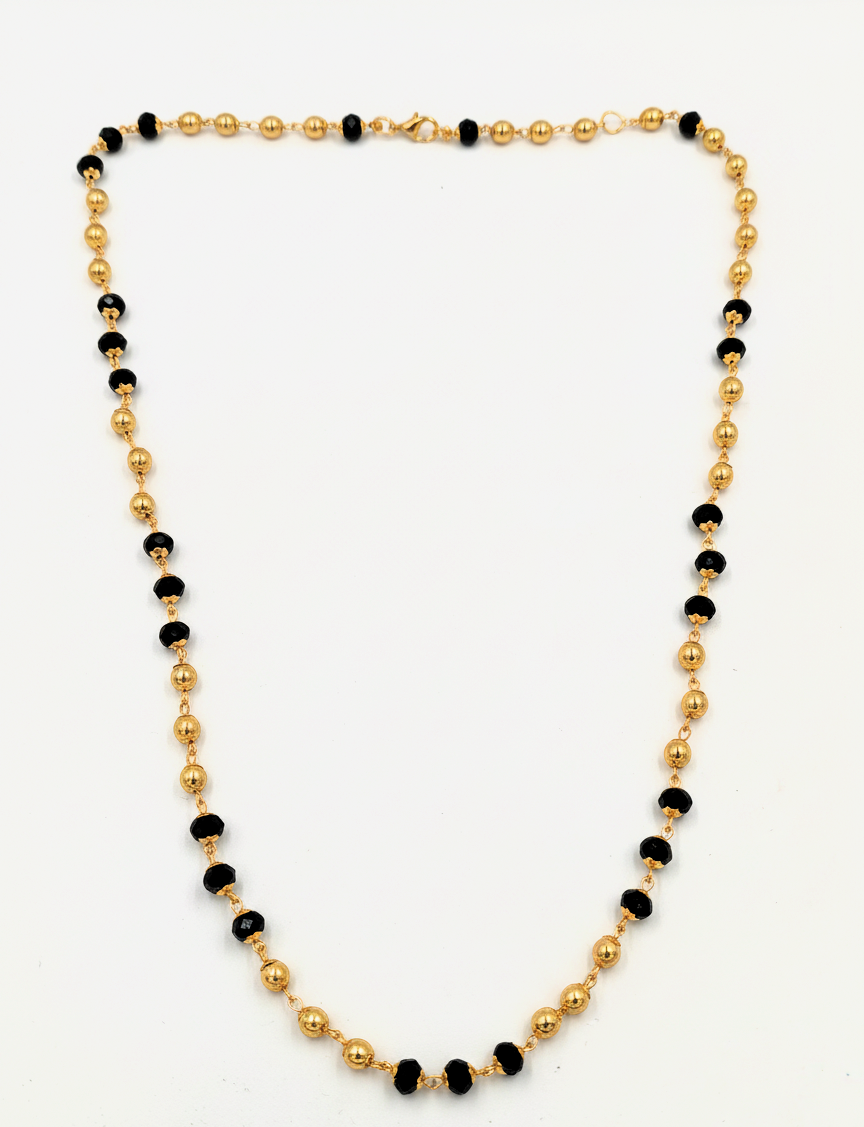 Traditional Black and Gold Plated Moti Mala Necklace for Women Long Chain - MVDRNKGD180