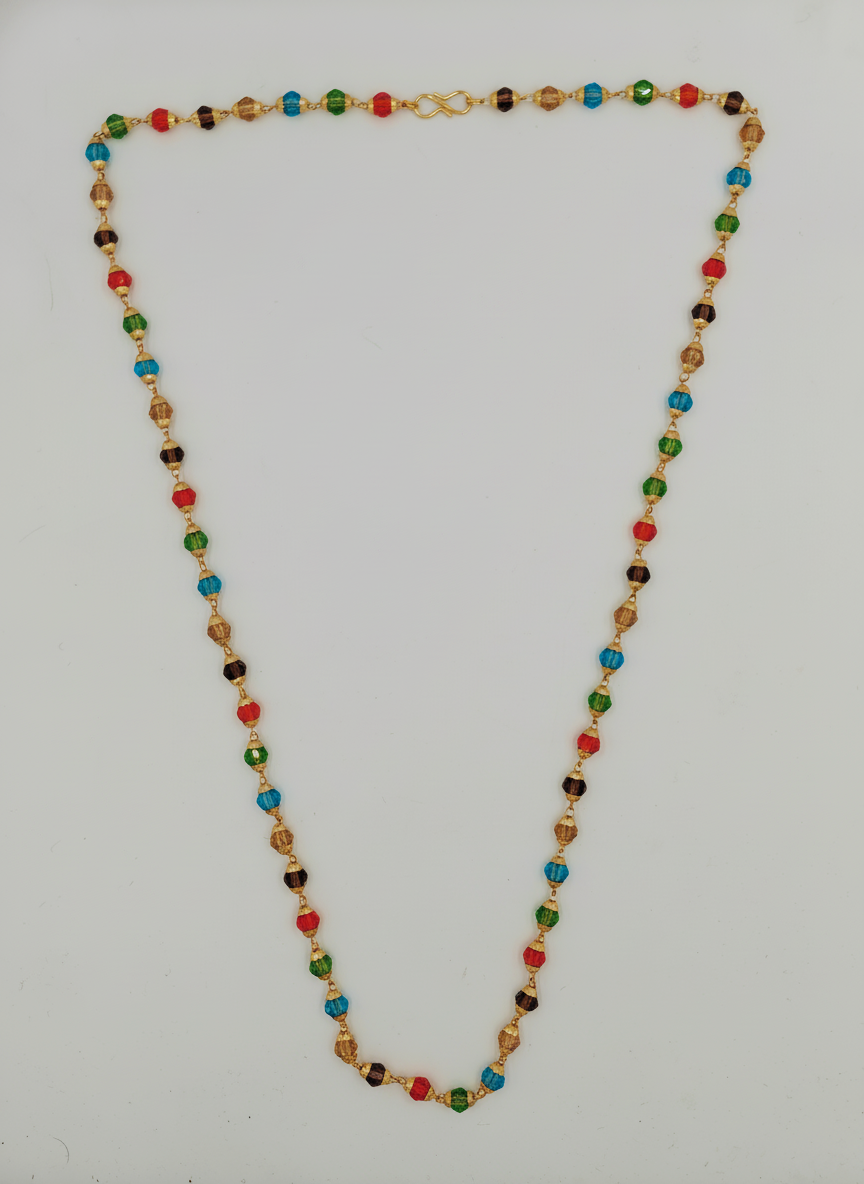 Traditional Multicolor Beaded Moti Mala Necklace for Women and Girls - MVDRNKGD182