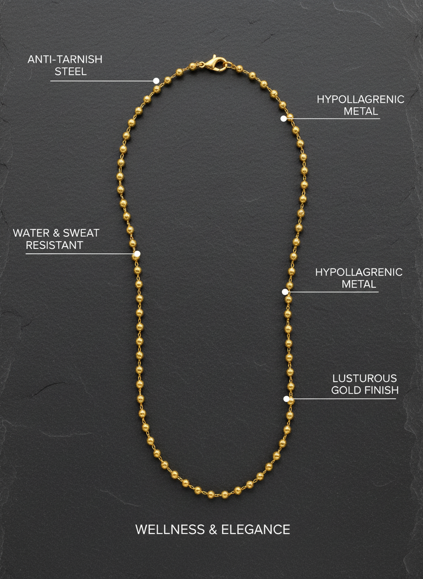 Elegant Gold Plated Beaded Matar Mala Necklace for Women and Men - MVDRNKGD155