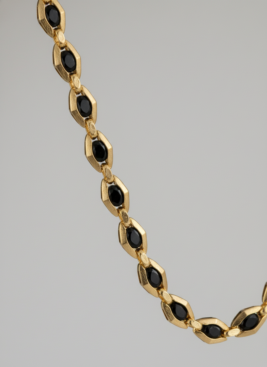 Gold Plated Black Bead Long Mala Chain Necklace for Men and Women - MVDRNKGD183