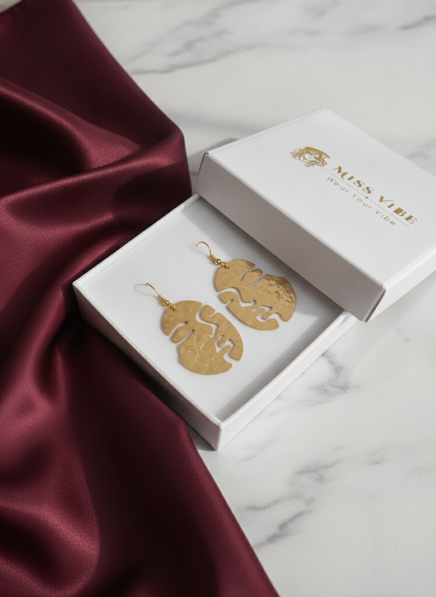Gold Plated Abstract Face Silhouette Statement Drop Earrings for Women - MVJPERGD210