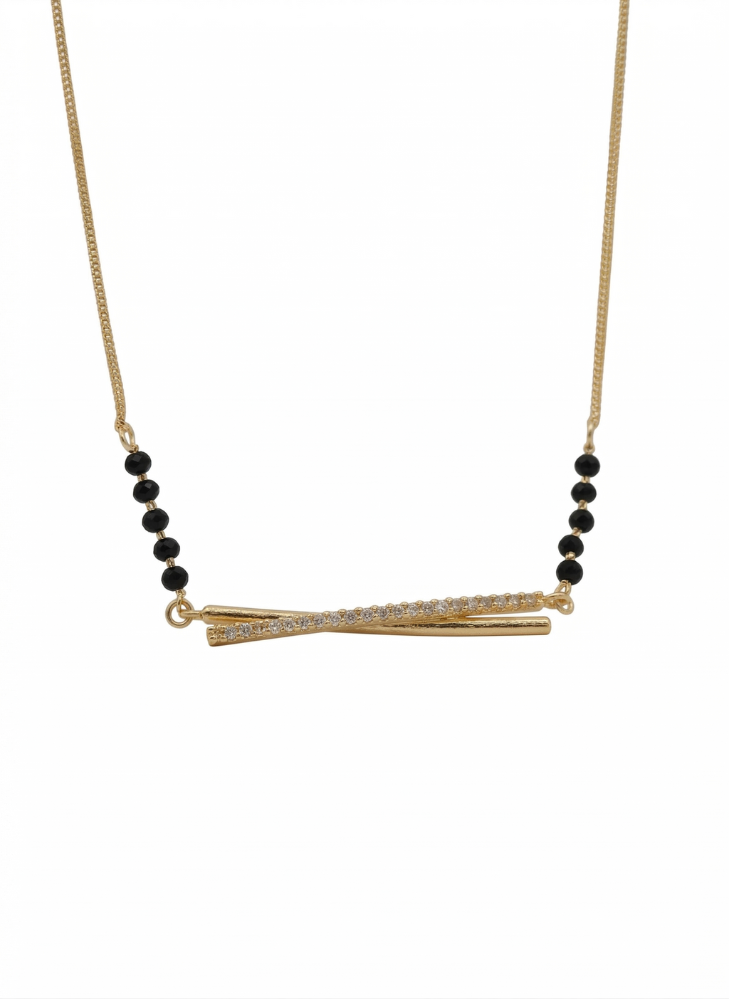 Gold Plated Modern Double Bar Stone Studded Mangalsutra for Women - MVMFMSGD176
