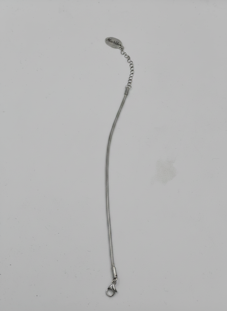 Silver Toned Minimalist Snake Chain Anklet for Women and Girls - MVKMAKSR194