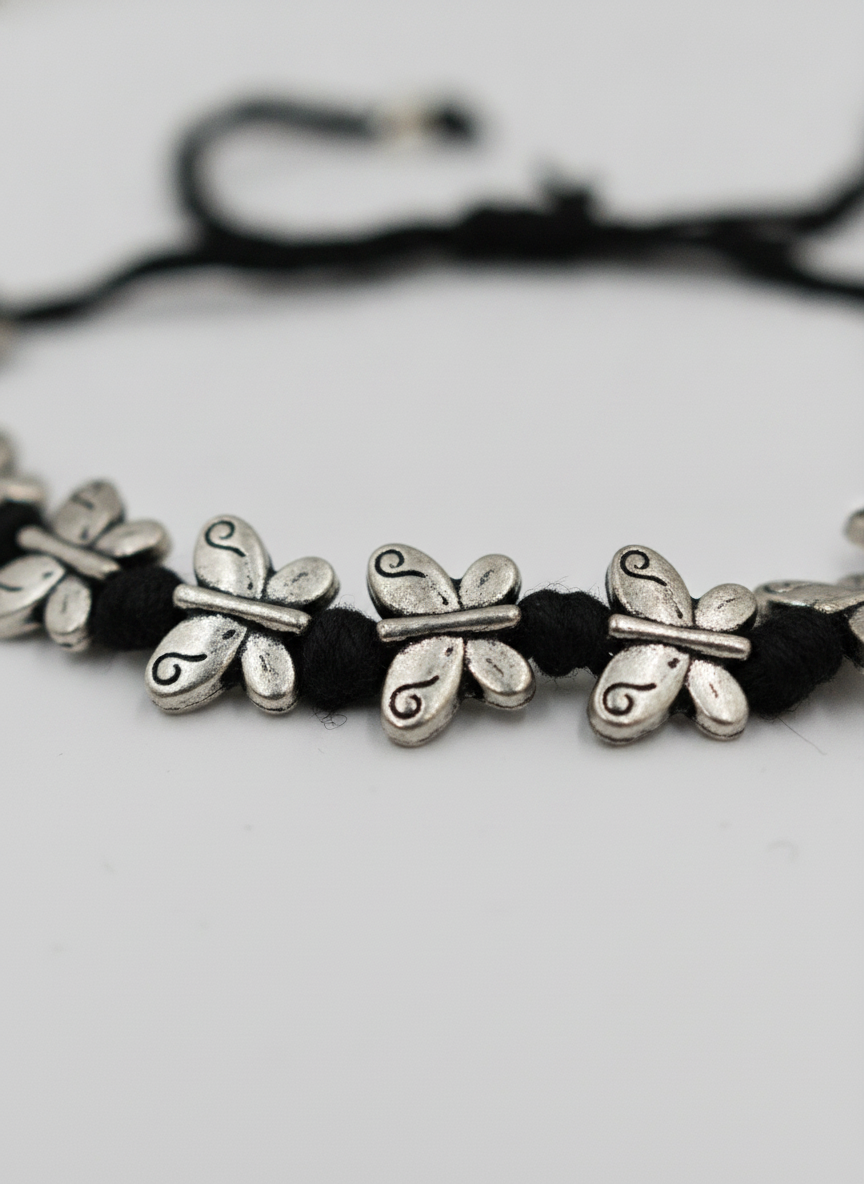 Butterfly Black Thread Adjustable Bracelet for Women and Girls - MVJPBRSR202