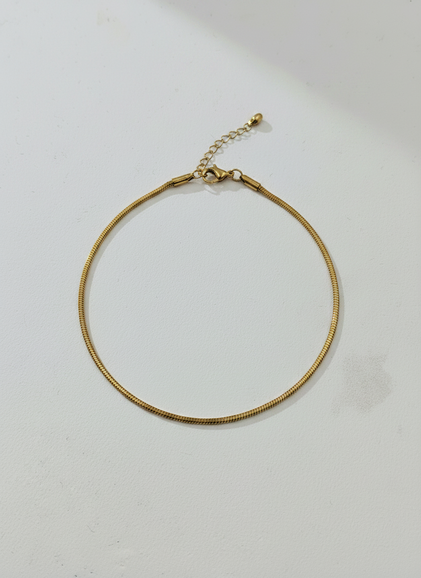 Women Gold Plated Sleek Snake Chain Minimalist Anklet Payal for Girls - MVKMAKGD195