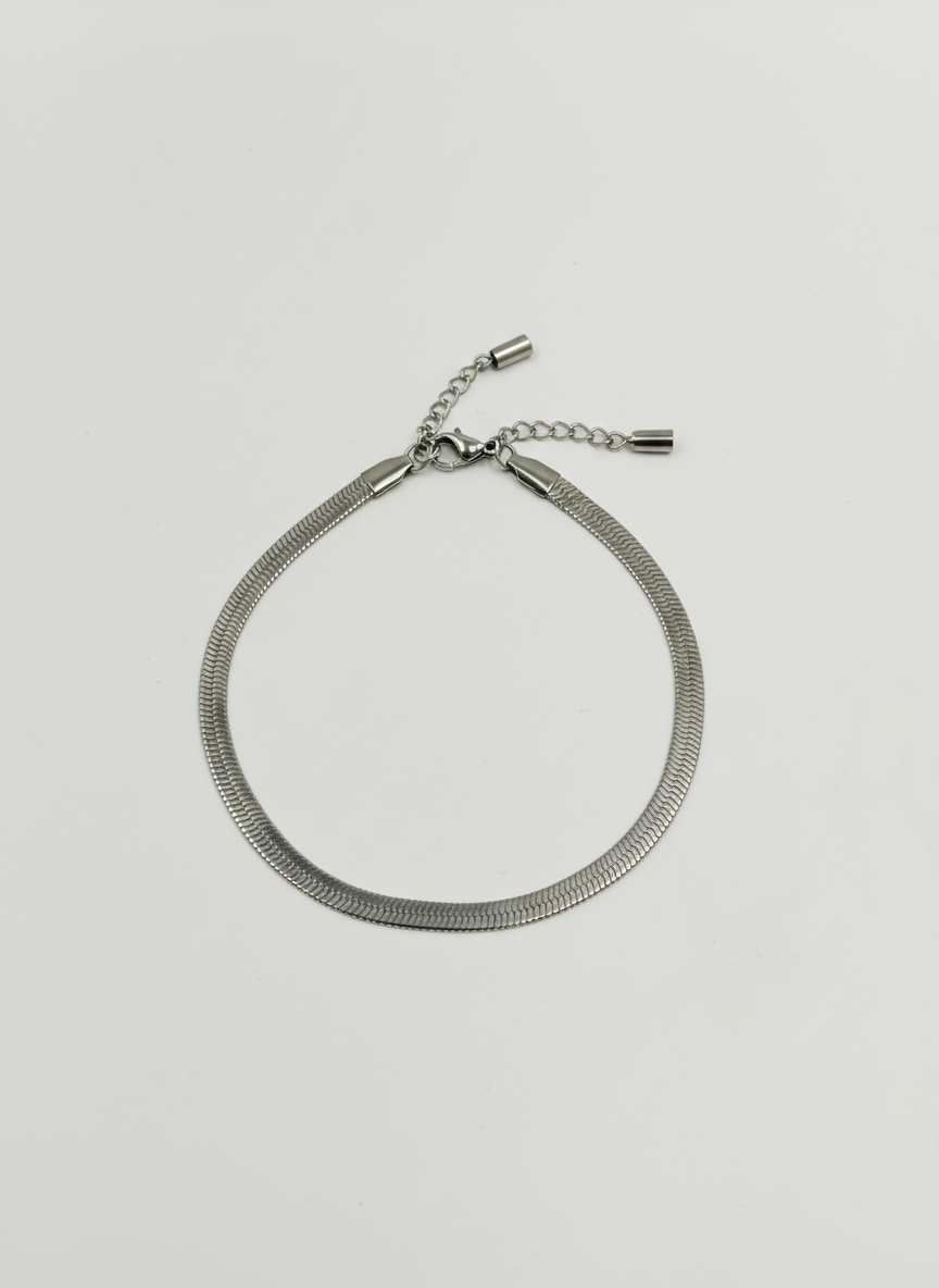 MISS VIBE Trendy Silver Tone Flat Snake Herringbone Chain Anklet for Girls|Women - MVDRAKSR99