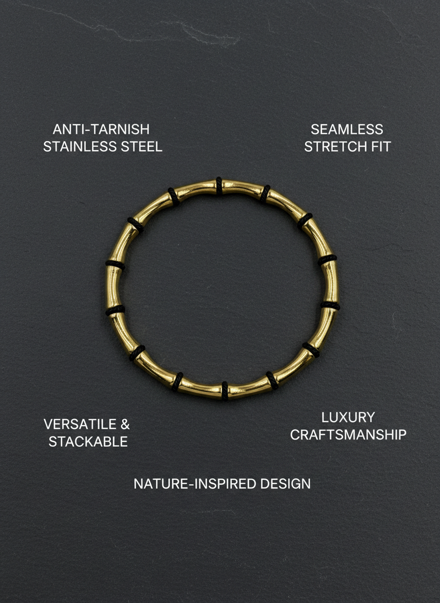 _80: Elegant Gold Plated Bamboo Design Bangle Bracelet for Women and Girls - MVHSBRGD47