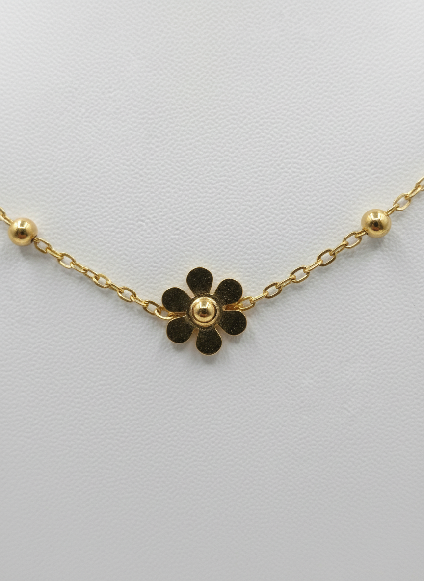 Elegant Gold Plated Flower Charm Necklace for Women Floral Delicate Chain - MVANNKGD164
