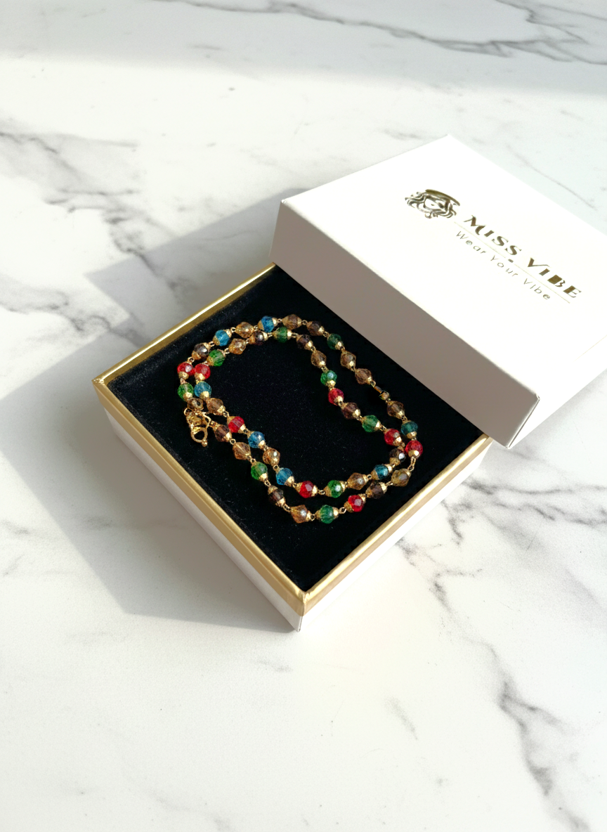 Traditional Multicolor Beaded Moti Mala Necklace for Women and Girls - MVDRNKGD182
