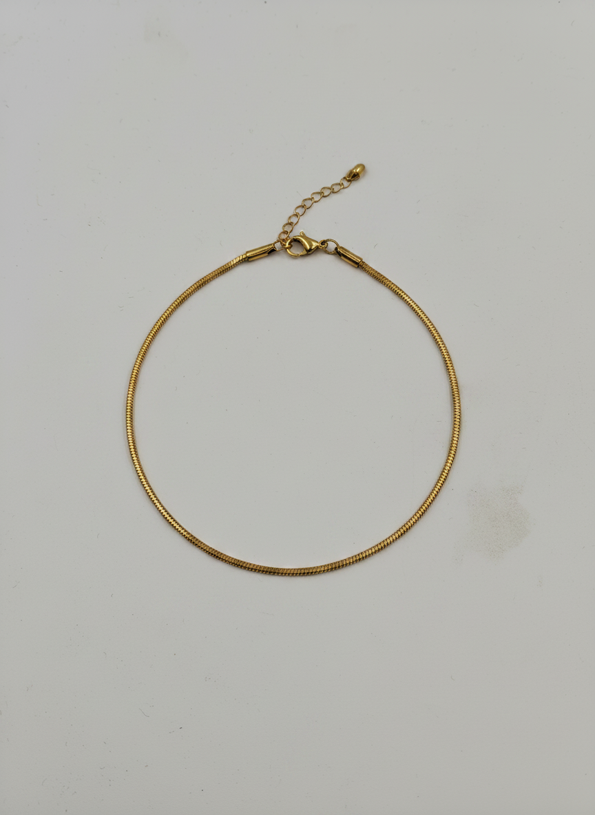 Women Gold Plated Sleek Snake Chain Minimalist Anklet Payal for Girls - MVKMAKGD195