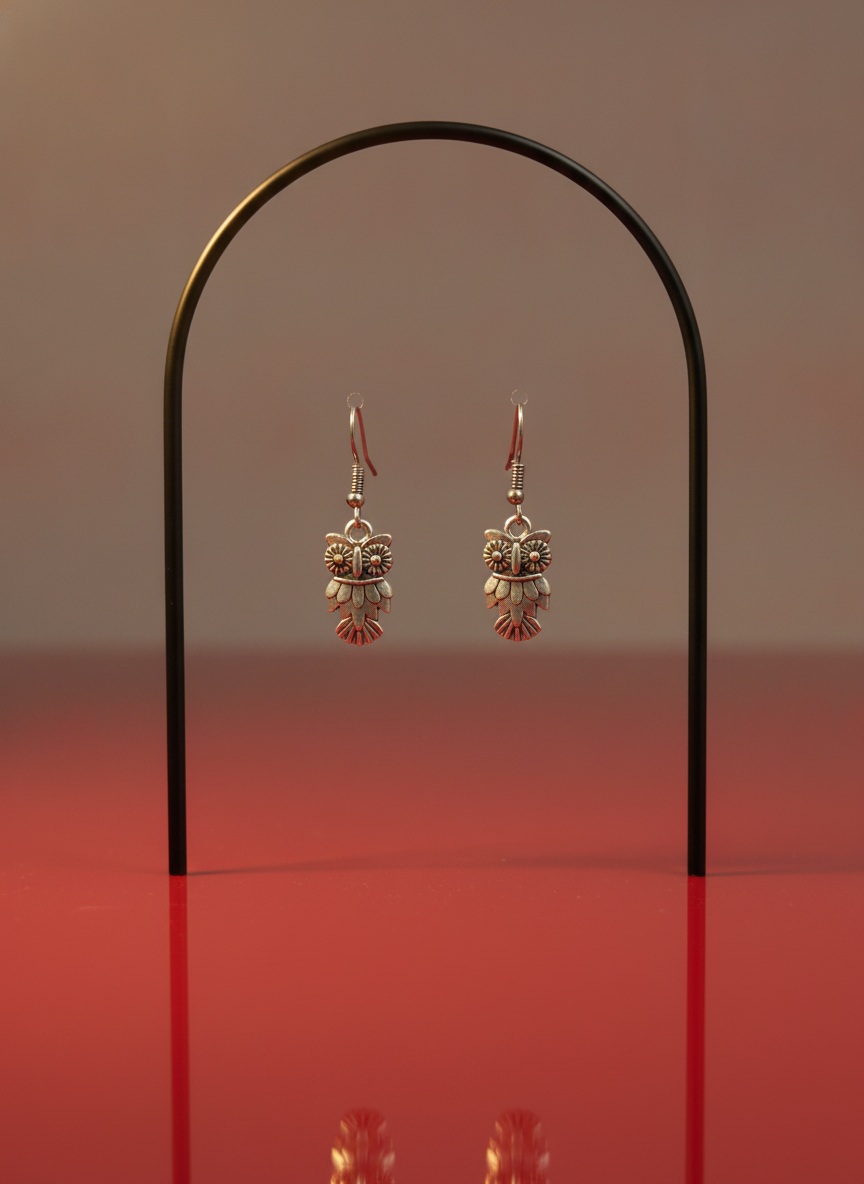 MVJ Oxidised Silver Owl Drop Earrings for Women Boho Tribal Fashion Jewelry - MVJPERGD215