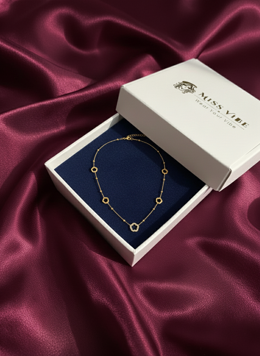 Gold Plated Flower Charm Necklace for Women Elegant Floral Chain Jewelry - MVANNKGD163