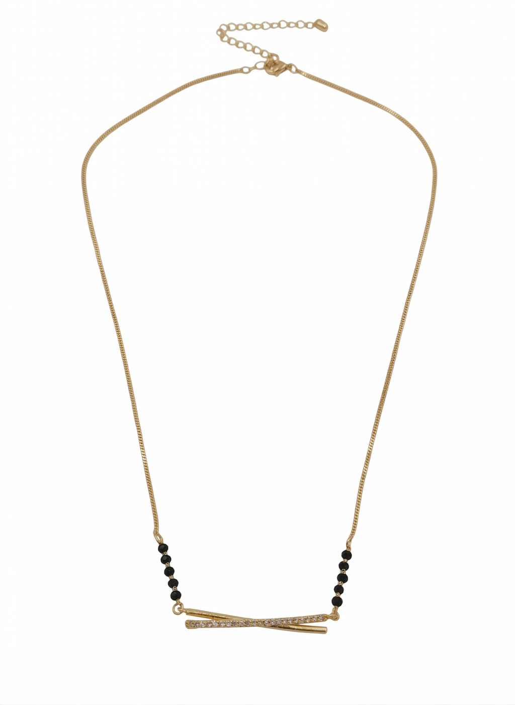 Gold Plated Modern Double Bar Stone Studded Mangalsutra for Women - MVMFMSGD176