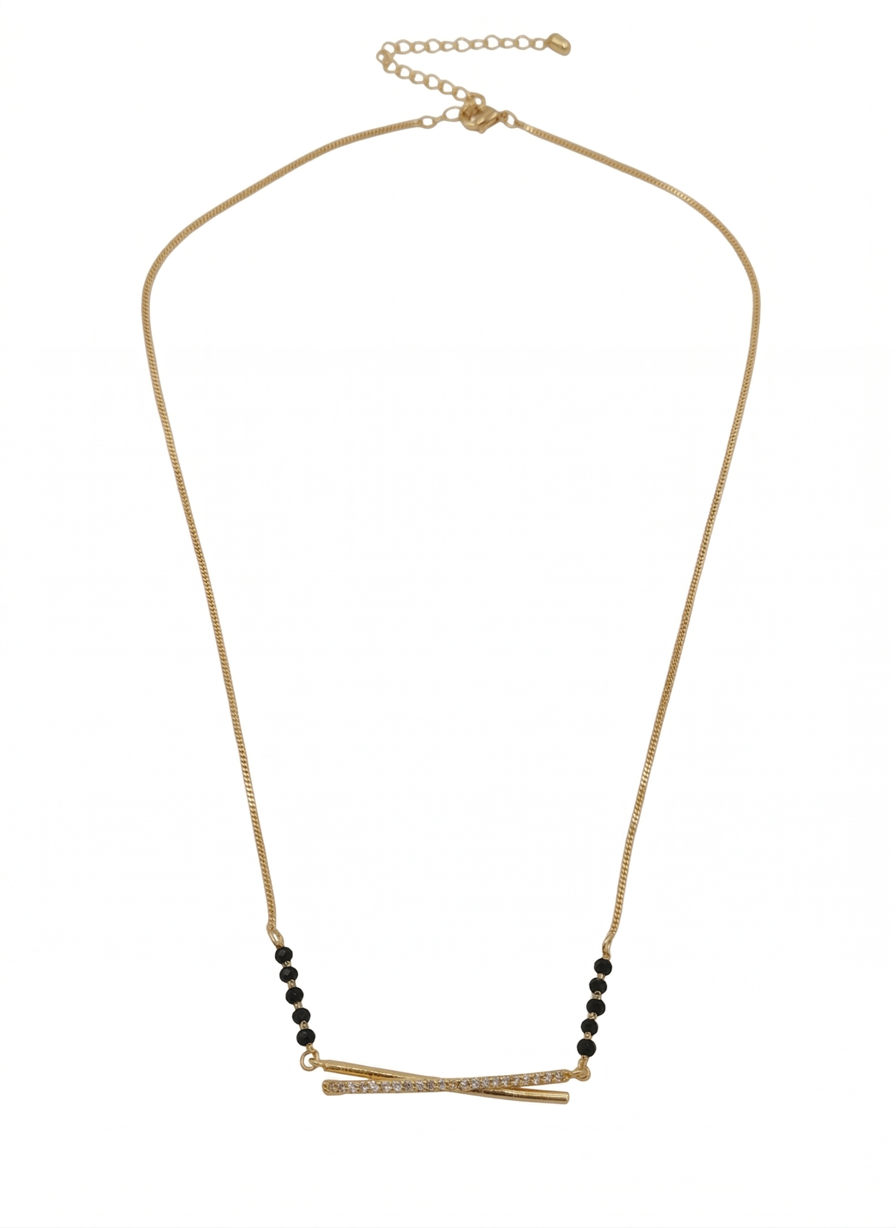 Gold Plated Modern Double Bar Stone Studded Mangalsutra for Women - MVMFMSGD176
