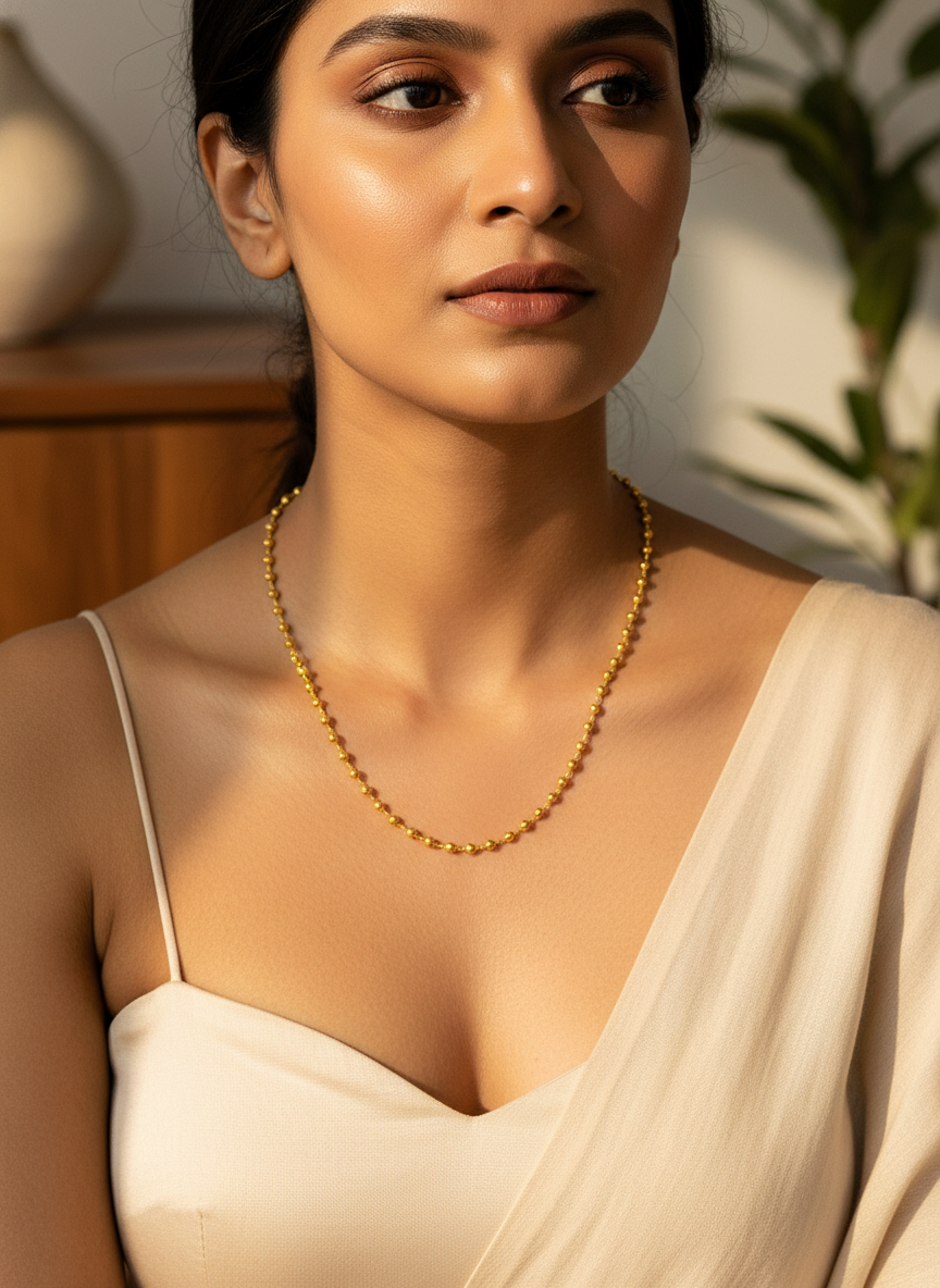 Elegant Gold Plated Beaded Matar Mala Necklace for Women and Men - MVDRNKGD155