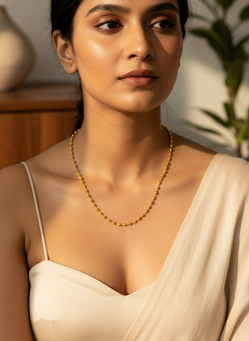 Elegant Gold Plated Beaded Matar Mala Necklace for Women and Men - MVDRNKGD155