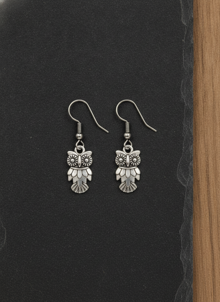 MVJ Oxidised Silver Owl Drop Earrings for Women Boho Tribal Fashion Jewelry - MVJPERGD215