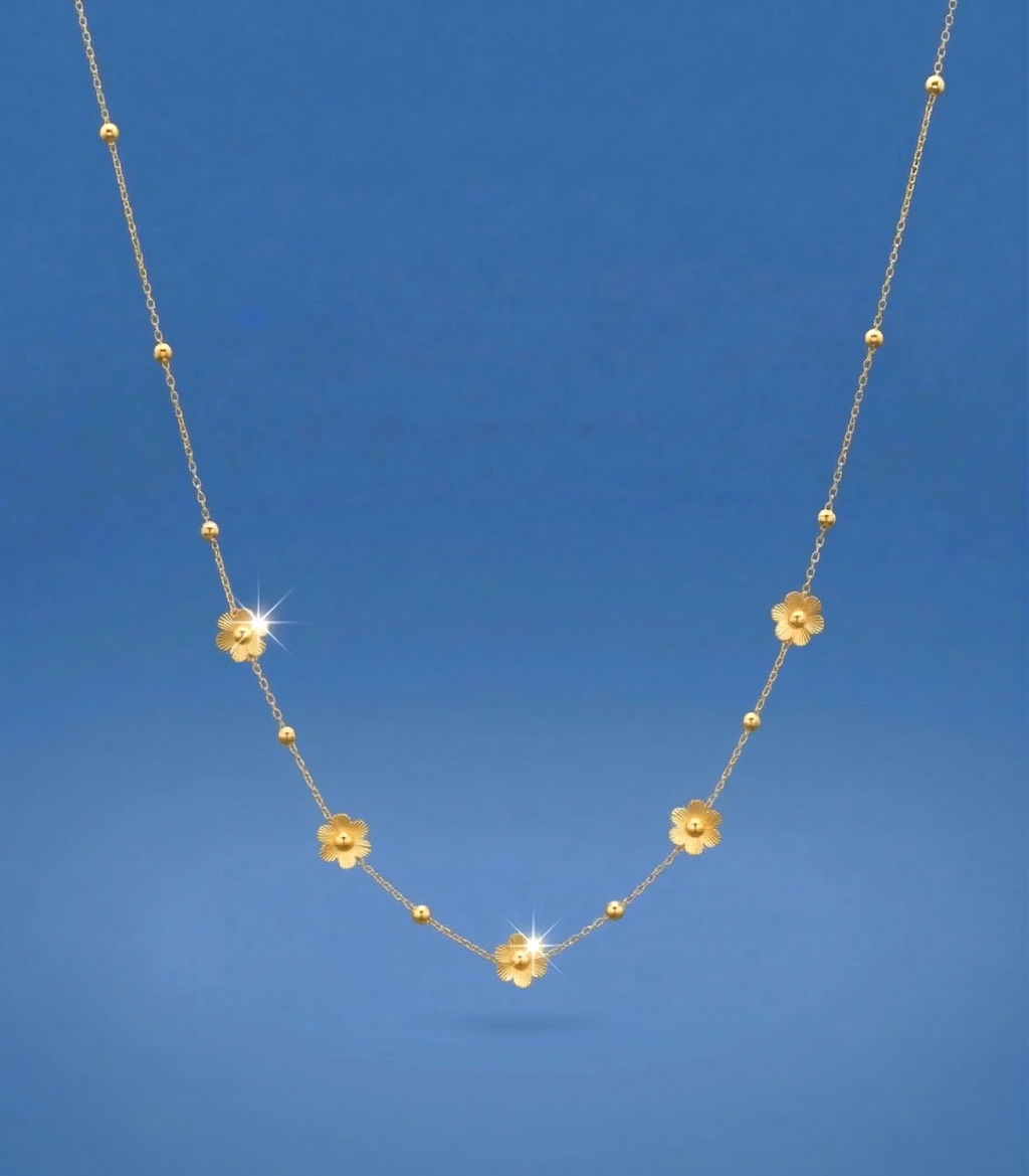 Elegant Gold Plated Flower Charm Necklace for Women Floral Delicate Chain - MVANNKGD164