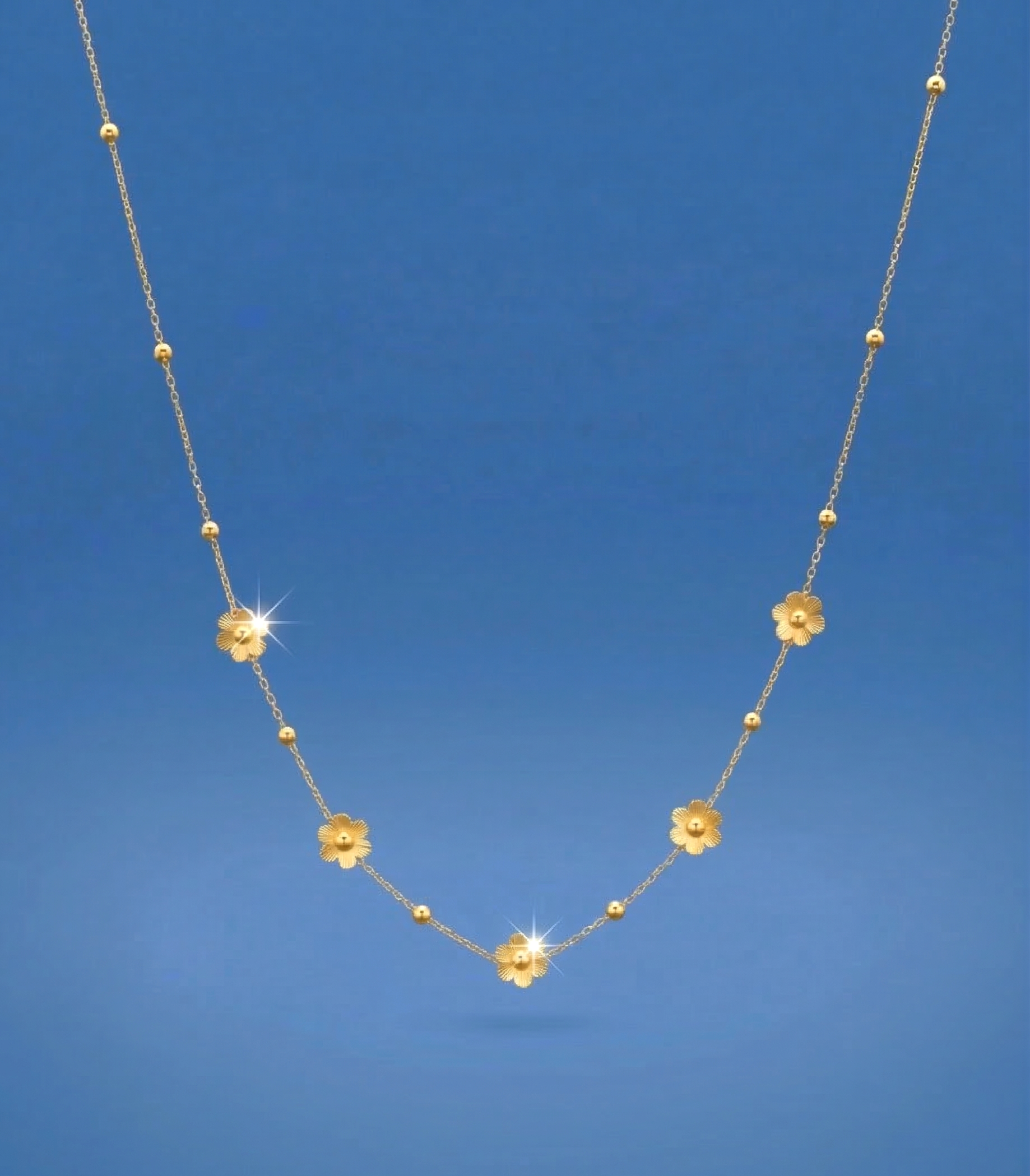 Elegant Gold Plated Flower Charm Necklace for Women Floral Delicate Chain - MVANNKGD164