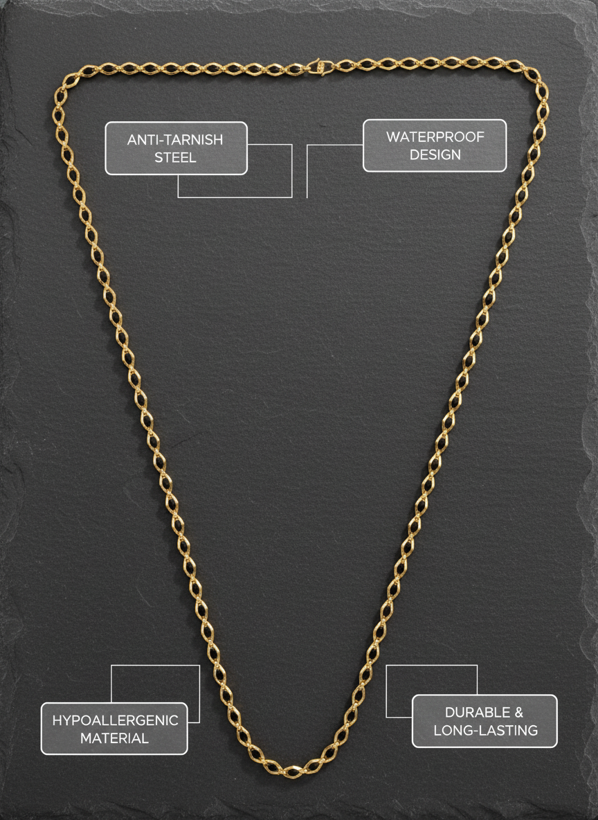 Gold Plated Black Bead Long Mala Chain Necklace for Men and Women - MVDRNKGD183