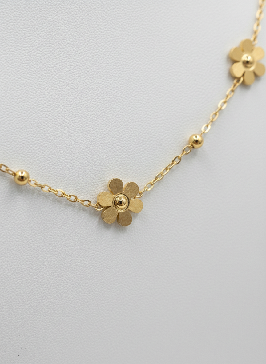 Elegant Gold Plated Flower Charm Necklace for Women Floral Delicate Chain - MVANNKGD164