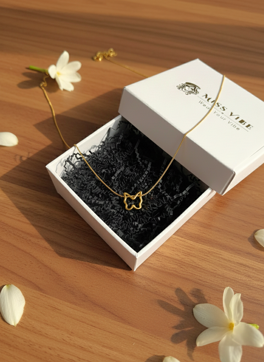 Elegant Gold Plated Butterfly Pendant Necklace for Women Minimalist Daily Wear - MVNFNKGD156