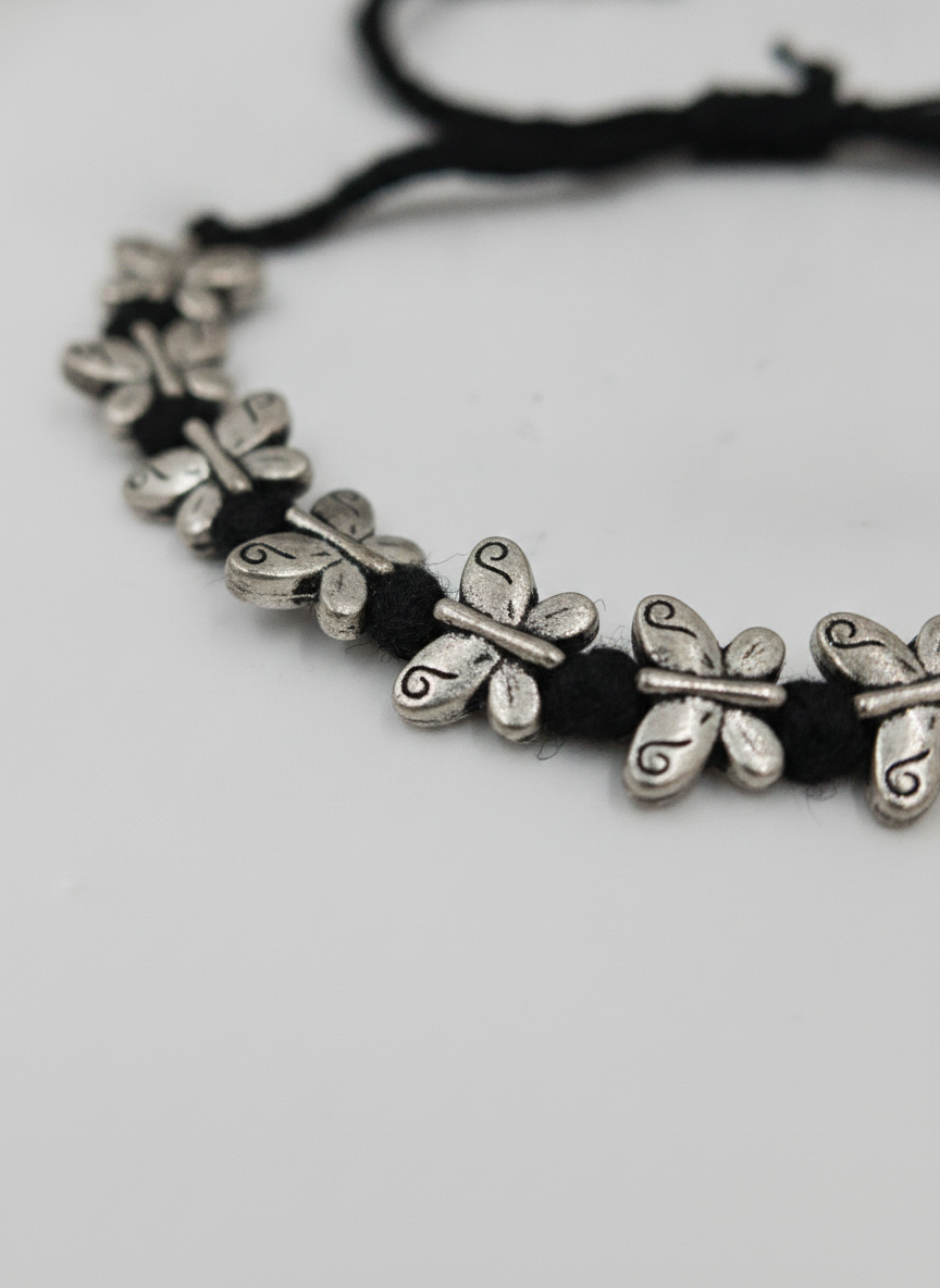Butterfly Black Thread Adjustable Bracelet for Women and Girls - MVJPBRSR202
