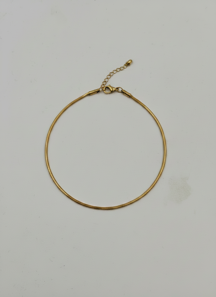 Women Gold Plated Sleek Snake Chain Minimalist Anklet Payal for Girls - MVKMAKGD195