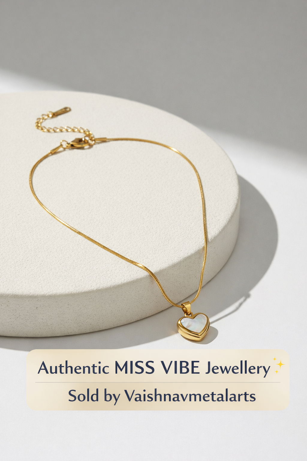 Elegant Gold Plated Heart Pendant Necklace for Women - Shimmering Mother of Pearl Style Inlay on Sleek Snake Chain - Hypoallergenic Jewelry Gift for Her - MVHSNKGD31