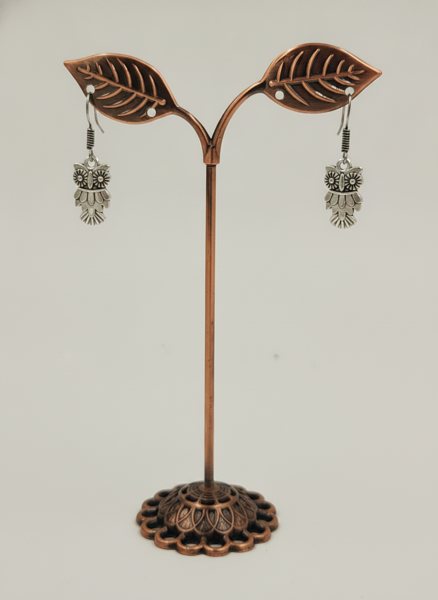 MVJ Oxidised Silver Owl Drop Earrings for Women Boho Tribal Fashion Jewelry - MVJPERGD215