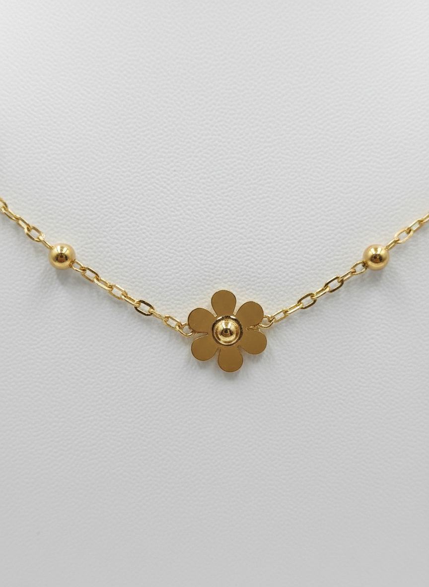 Elegant Gold Plated Flower Charm Necklace for Women Floral Delicate Chain - MVANNKGD164