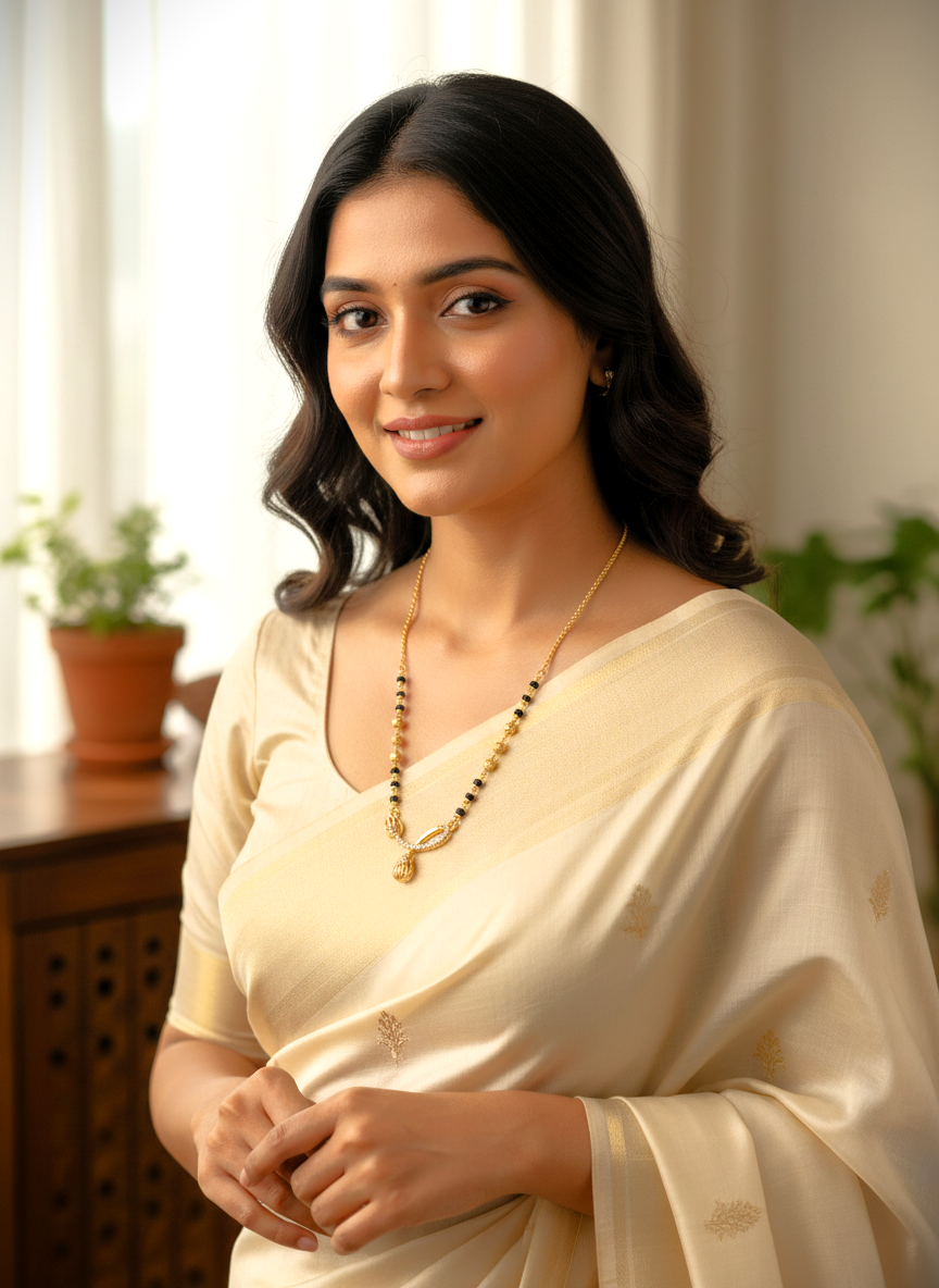 Elegant Gold Plated Mangalsutra for Women with CZ Studded Pendant and Black Beads - MVMFMSGD179