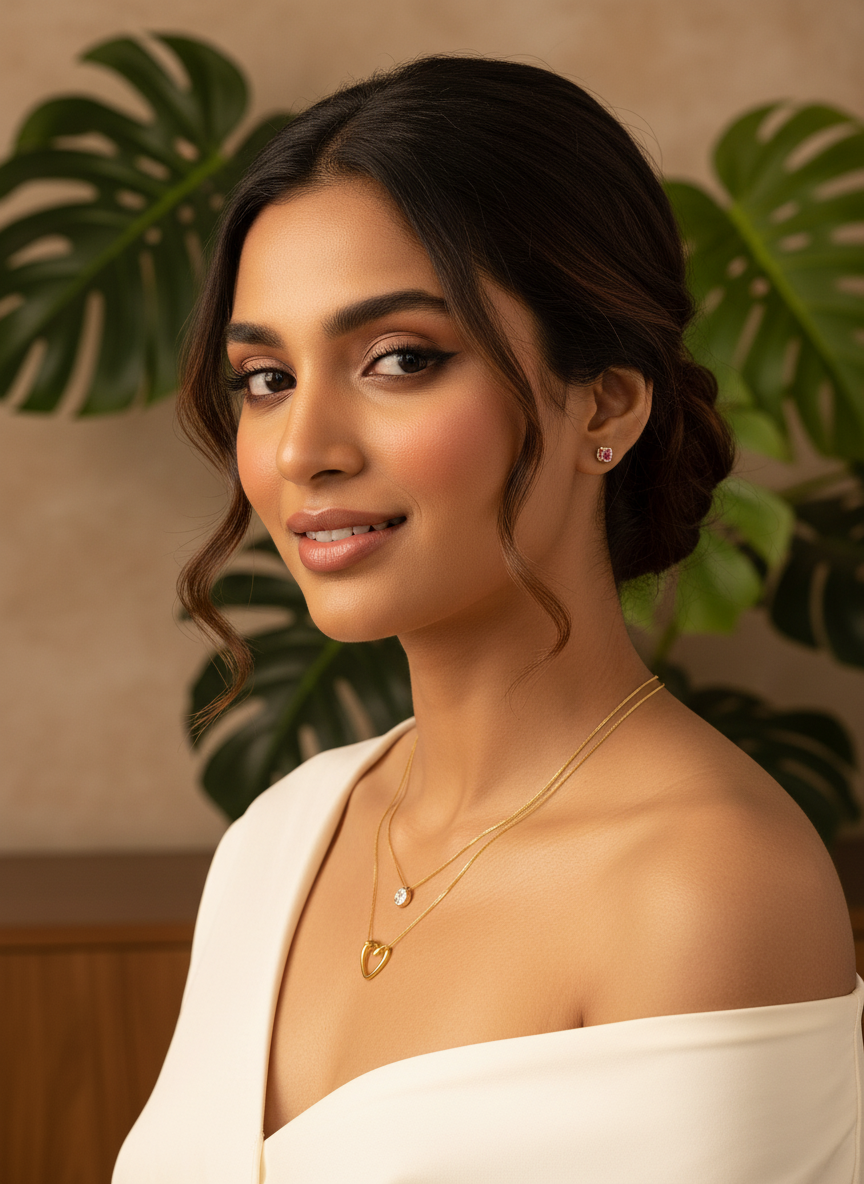 Elegant Gold Plated Heart Pendant Necklace for Women and Girls - MVANNKGD161
