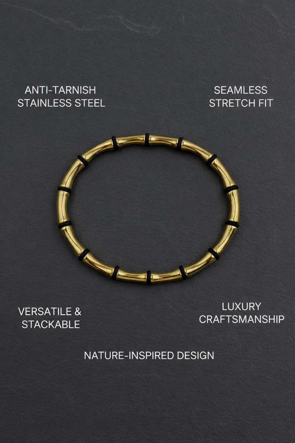_80: Elegant Gold Plated Bamboo Design Bangle Bracelet for Women and Girls - MVHSBRGD47