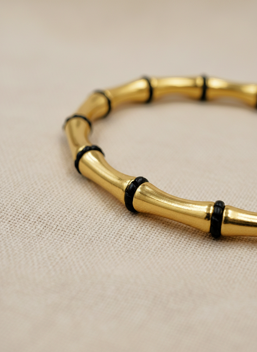 _80: Elegant Gold Plated Bamboo Design Bangle Bracelet for Women and Girls - MVHSBRGD47