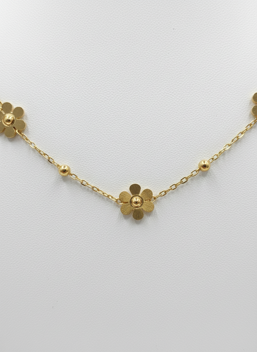 Elegant Gold Plated Flower Charm Necklace for Women Floral Delicate Chain - MVANNKGD164