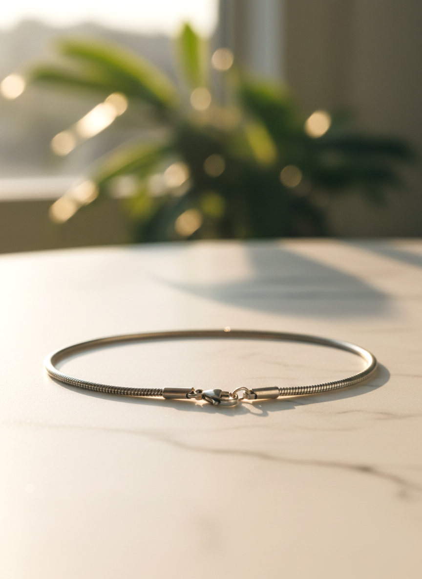 Silver Toned Minimalist Snake Chain Anklet for Women and Girls - MVKMAKSR194