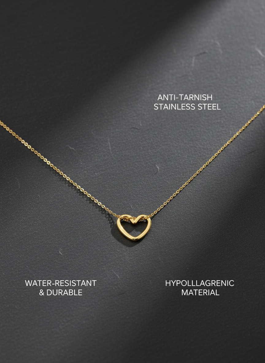 Elegant Gold Plated Heart Pendant Necklace for Women and Girls - MVANNKGD161