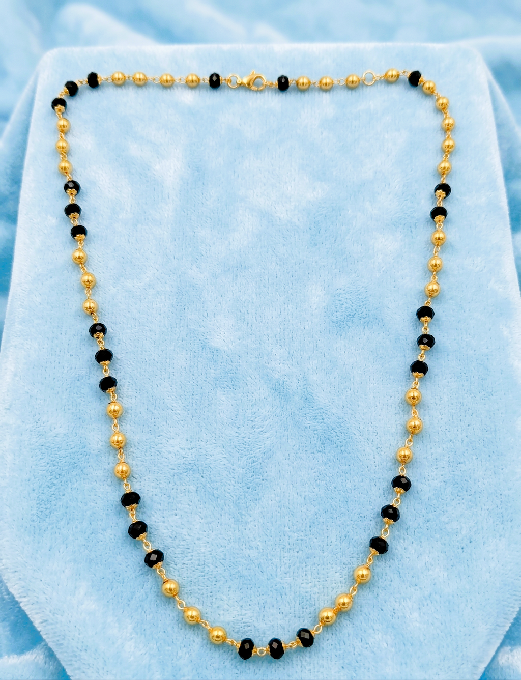 Traditional Black and Gold Plated Moti Mala Necklace for Women Long Chain - MVDRNKGD180