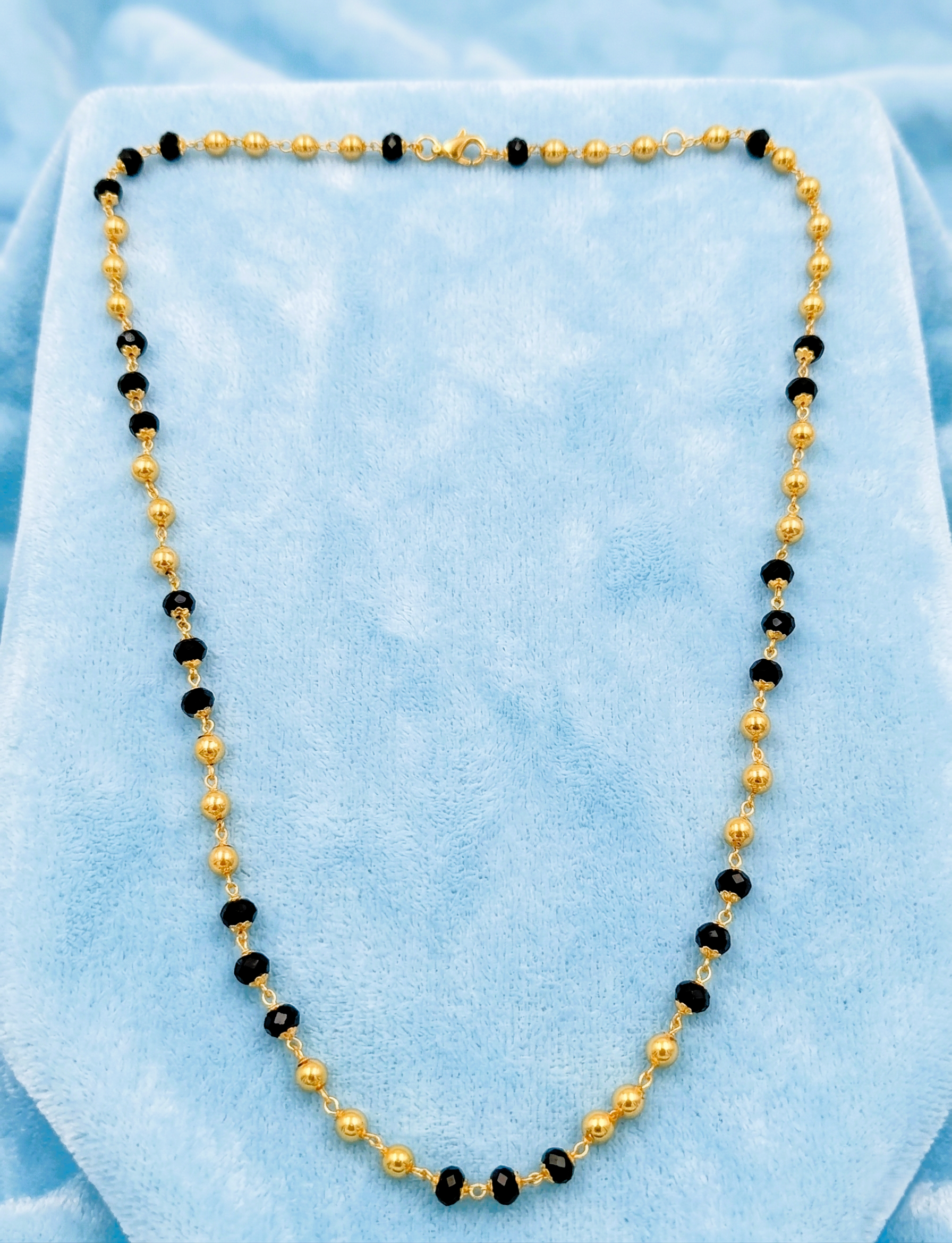 Traditional Black and Gold Plated Moti Mala Necklace for Women Long Chain - MVDRNKGD180