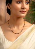 Traditional Black and Gold Plated Moti Mala Necklace for Women Long Chain - MVDRNKGD180