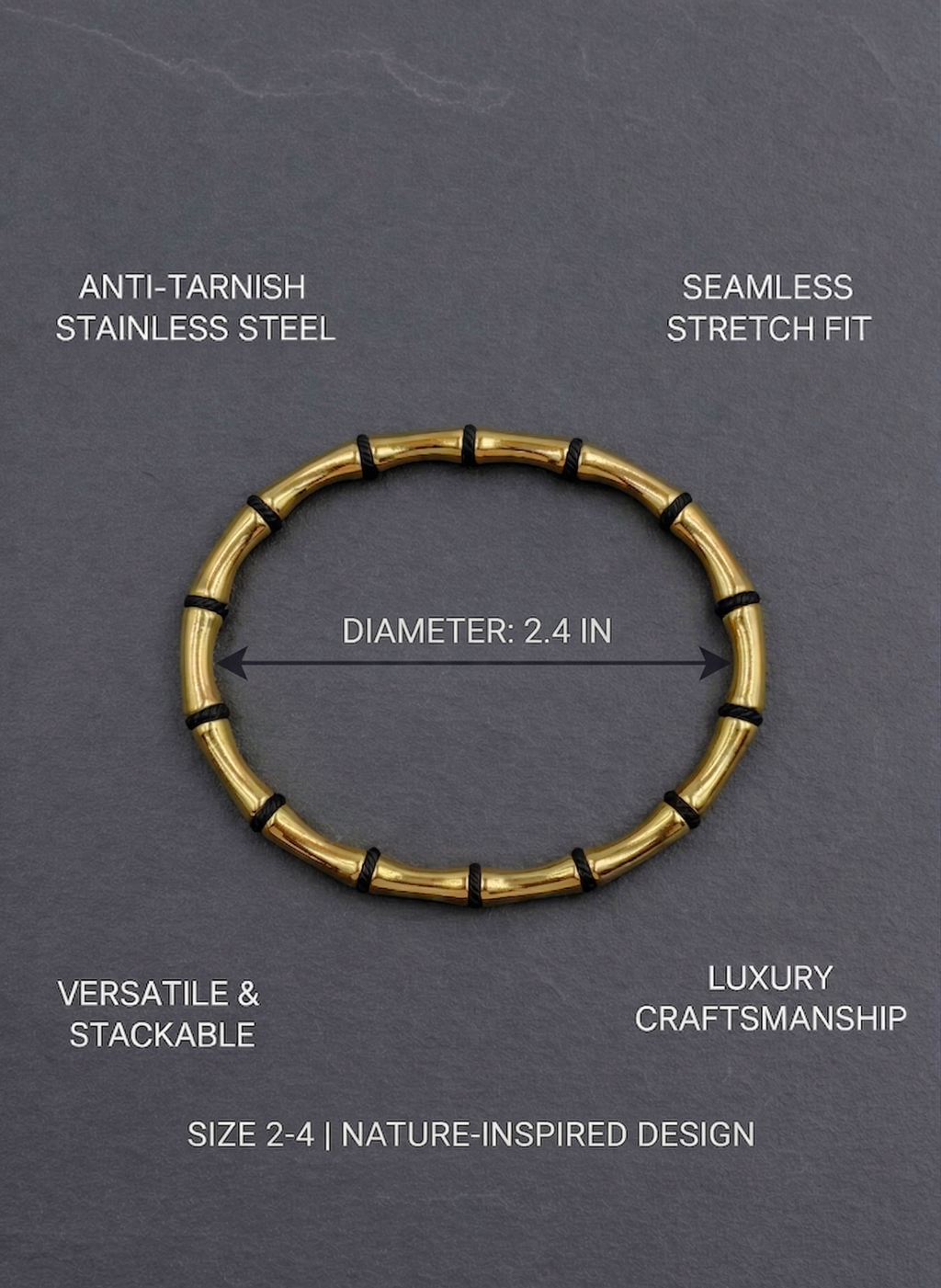 _80: Elegant Gold Plated Bamboo Design Bangle Bracelet for Women and Girls - MVHSBRGD47