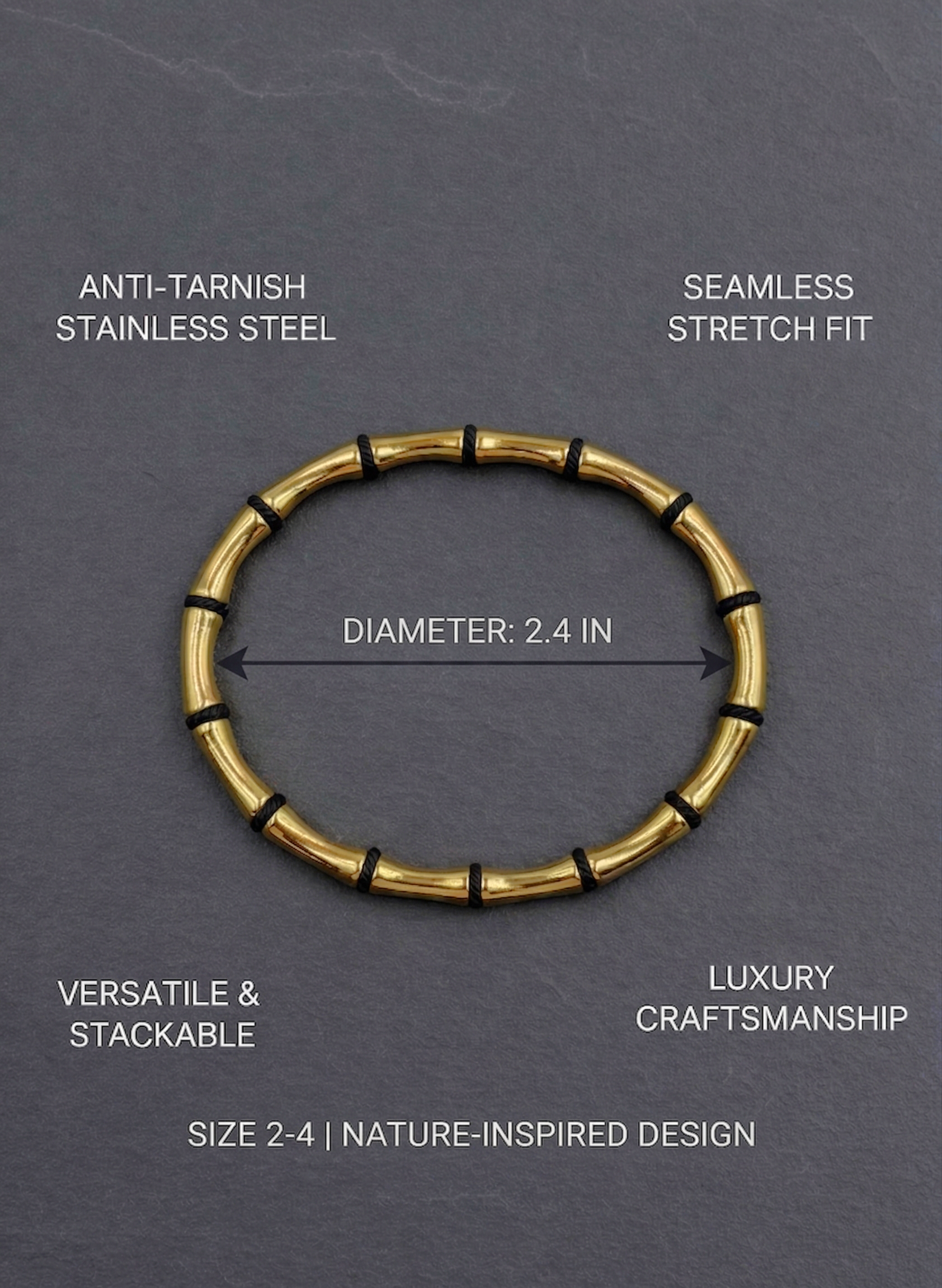 _80: Elegant Gold Plated Bamboo Design Bangle Bracelet for Women and Girls - MVHSBRGD47