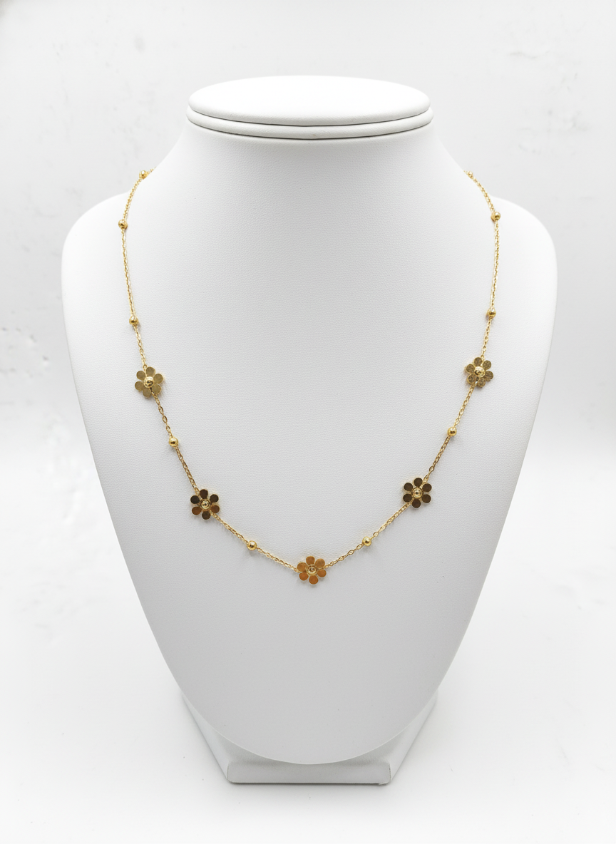 Elegant Gold Plated Flower Charm Necklace for Women Floral Delicate Chain - MVANNKGD164