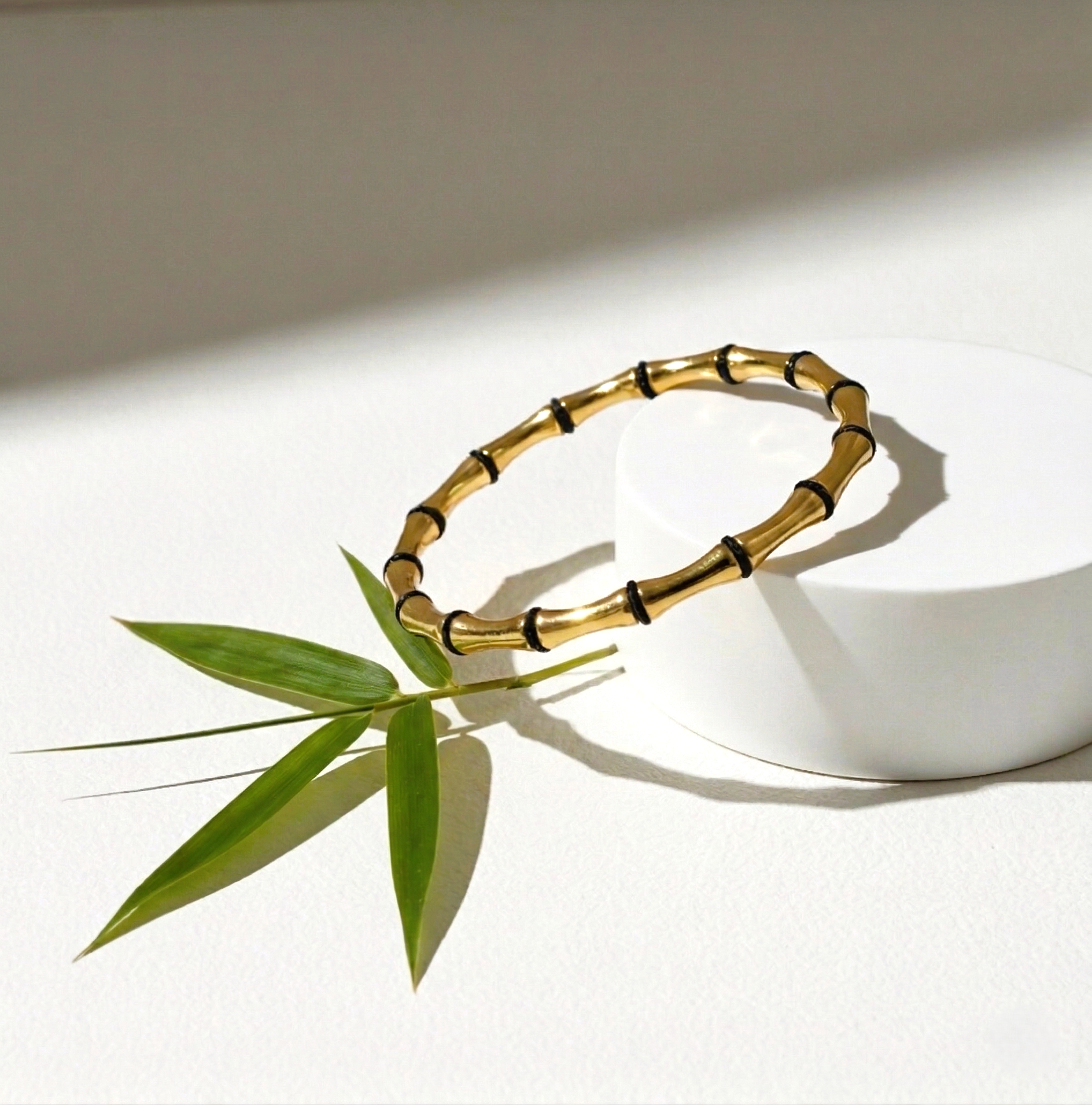 _80: Elegant Gold Plated Bamboo Design Bangle Bracelet for Women and Girls - MVHSBRGD47